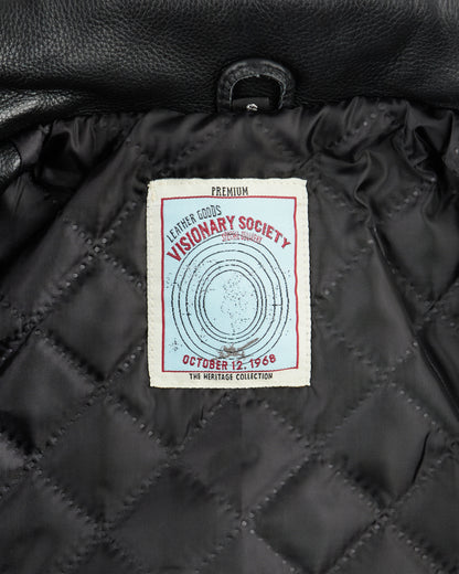 Script Society Leather Bomber (Black)