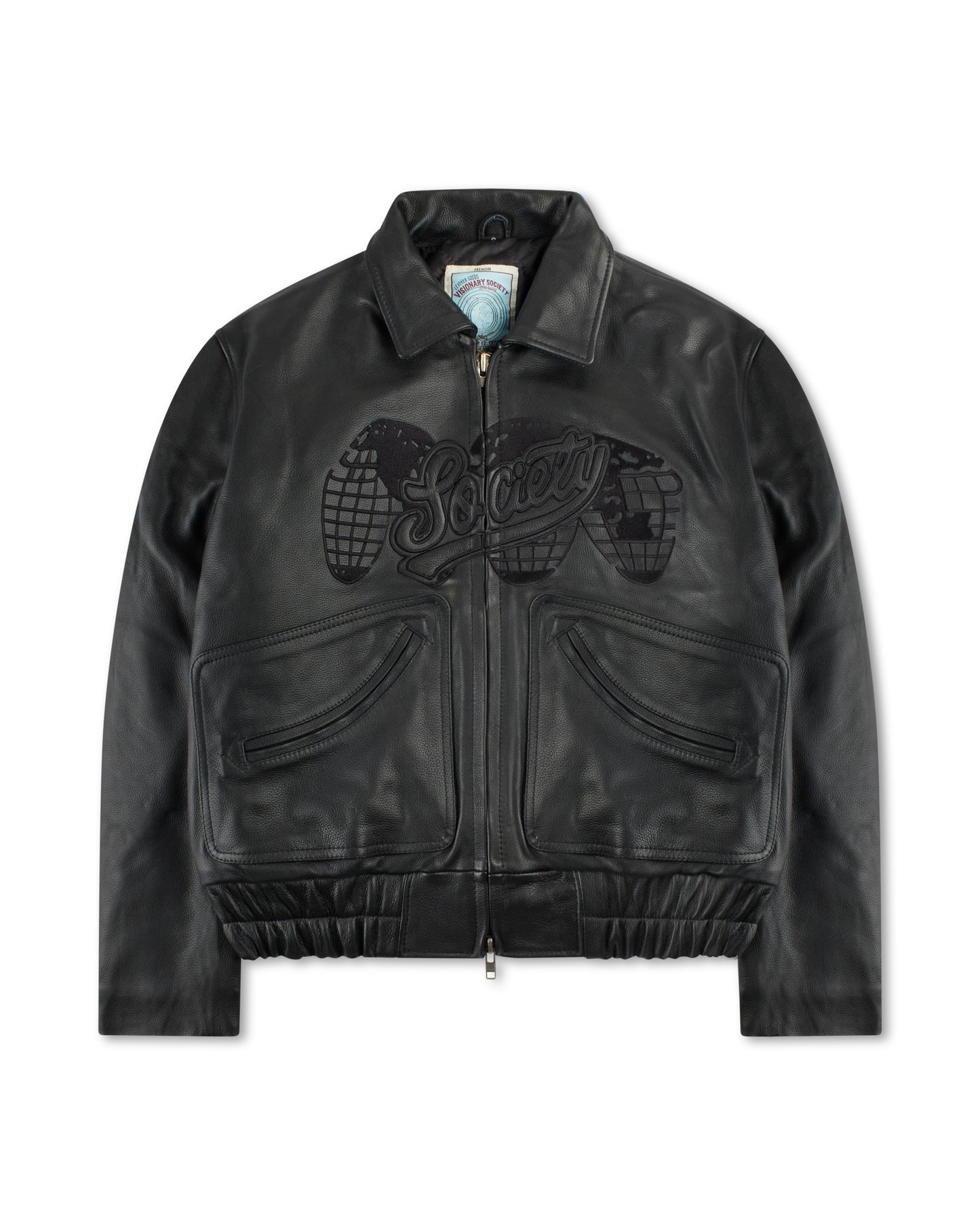 Script Society Leather Bomber (Black)