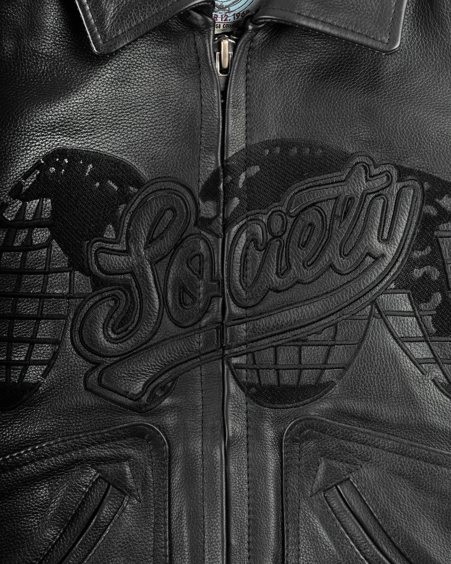 Script Society Leather Bomber (Black)